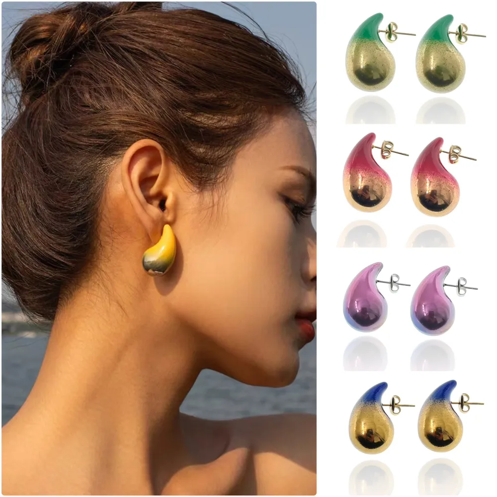 Goccia Verniciato Sfumato 26mm-Orecchini in Acciaio - OAP-103-AA3184E 26mm (Blu)