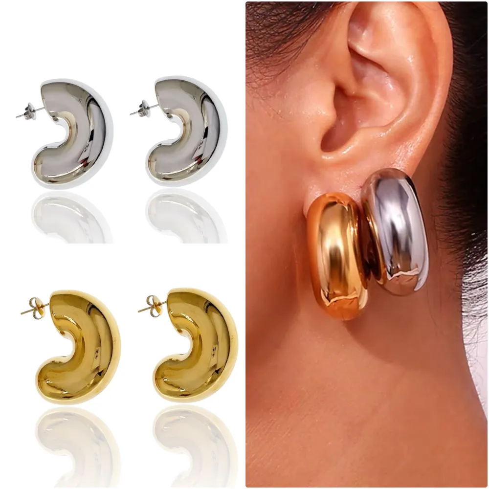 Cerchio Bombato-Orecchini in Acciaio - OR-103-AA3212E