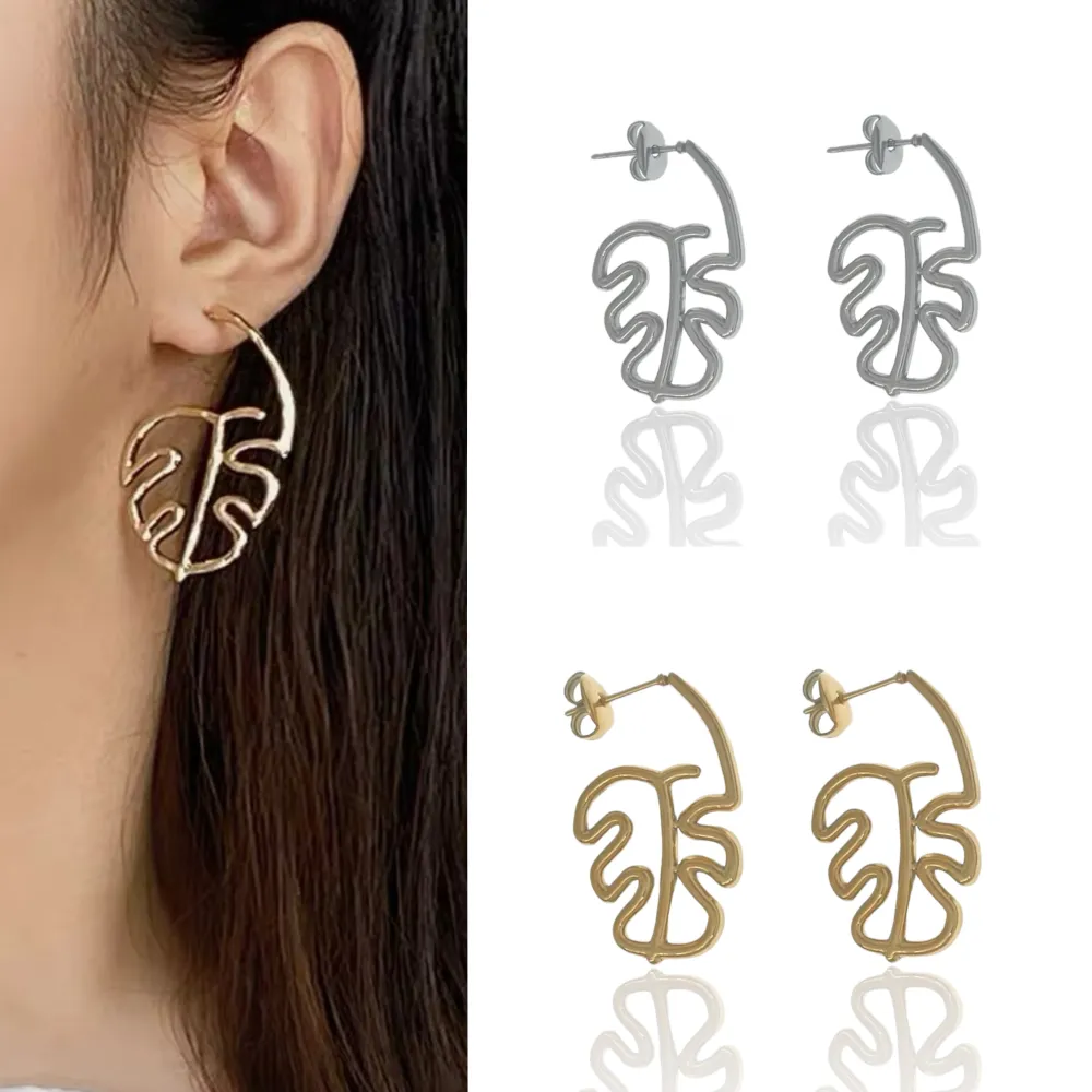 Foglia-Orecchini in Acciaio - OR-103-AA3347E (Oro Giallo)