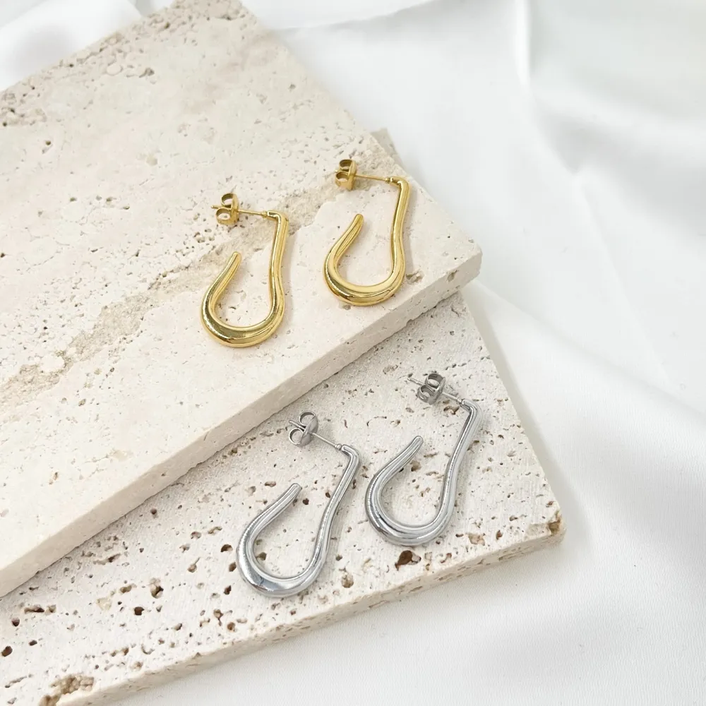 Cerchio Lavorato-Orecchini a Cerchio in Acciaio - OR-103-AA3349E (Oro Giallo)