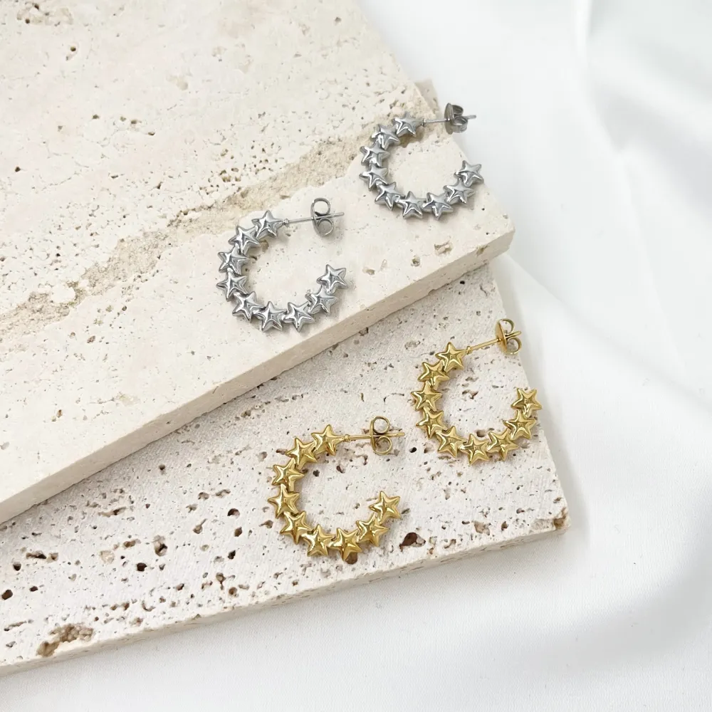 Cerchio Lavorato-Orecchini a Cerchio in Acciaio - OAP-103-AA3356E (Oro Giallo)