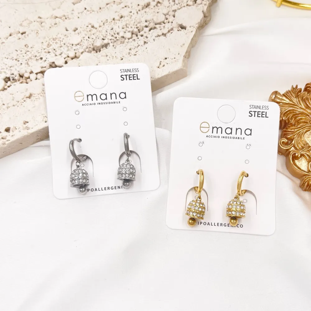 Cerchio con Campanello-Orecchini in Acciaio - OAP-103-AA3381E (Argento)