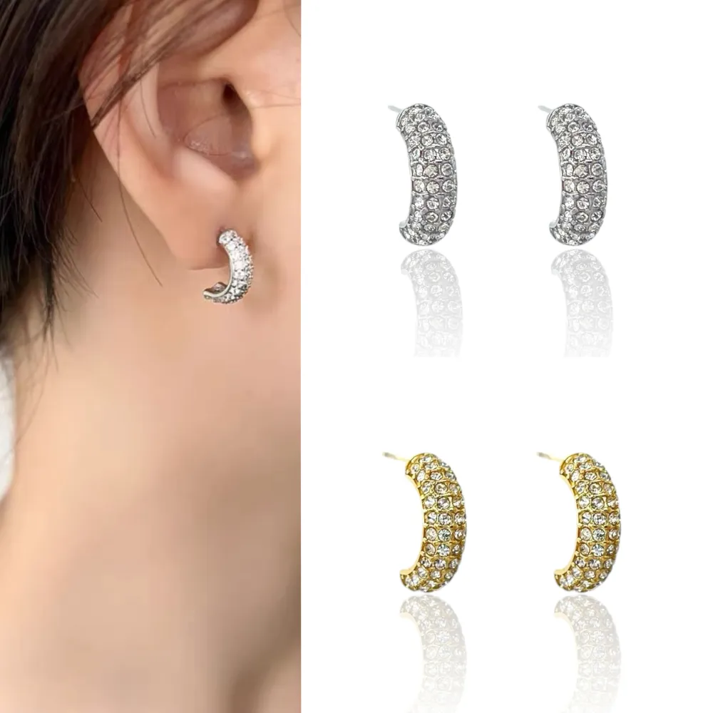 Mezzaluna con Stras-Orecchini in Acciaio - OAP-103-AA3629E (Oro Giallo)