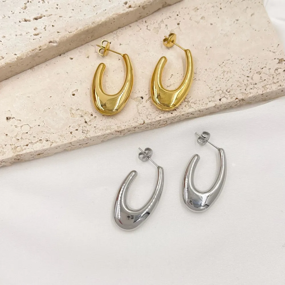 Cerchio a Goccia-Orecchini in Acciaio - OAP-103-AA3683