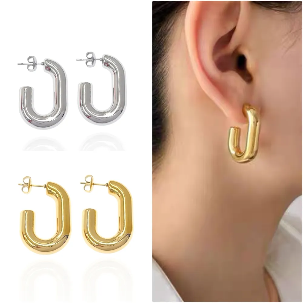 Cerchio Ovale-Orecchini in Acciaio - OAP-103-AA3691E (Argento)