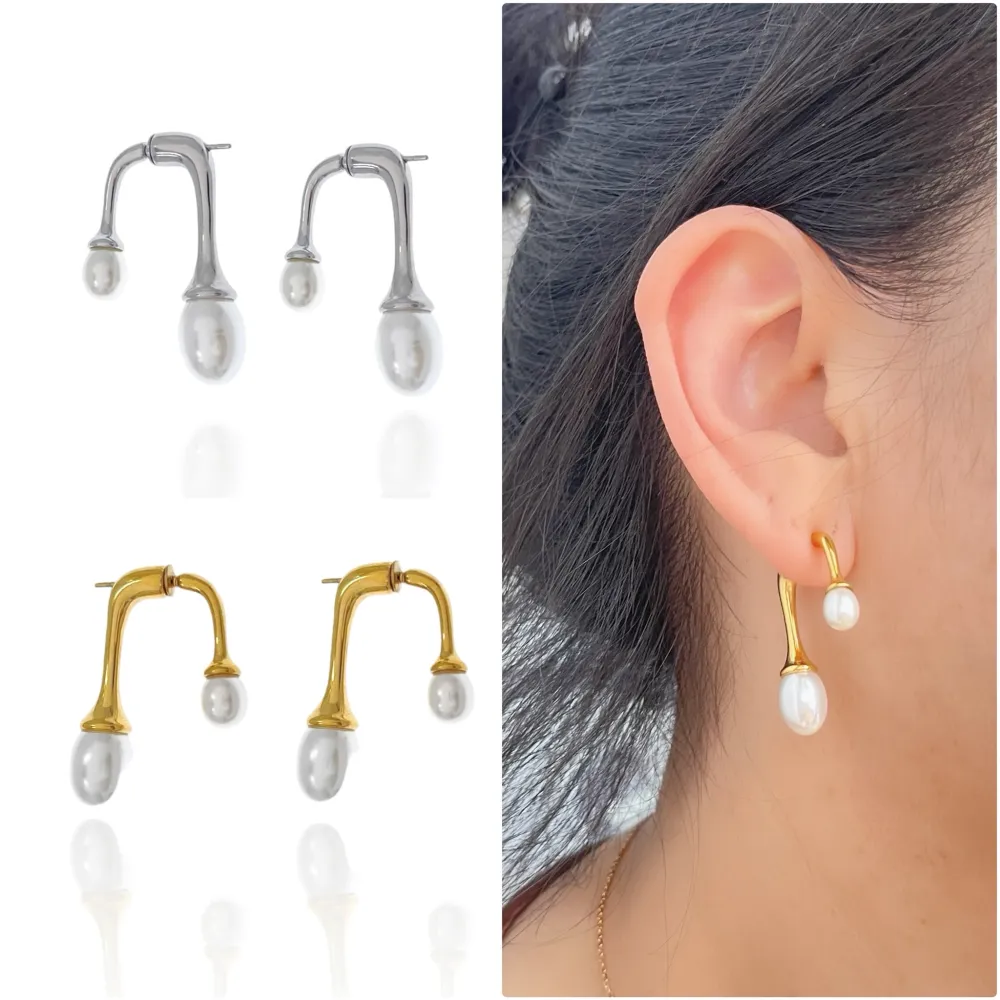 Doppio Perla-Orecchini in Acciaio - OAP-103-AA3752E (Argento)