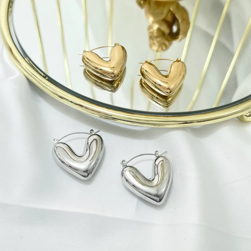 Cerchio Vuoto Cuore-Orecchini in Acciaio - OAP-103-AA3800E