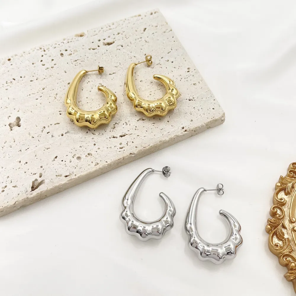 Cerchio Bombato -Orecchini in Acciaio - OR-103-AA4107E (Argento)