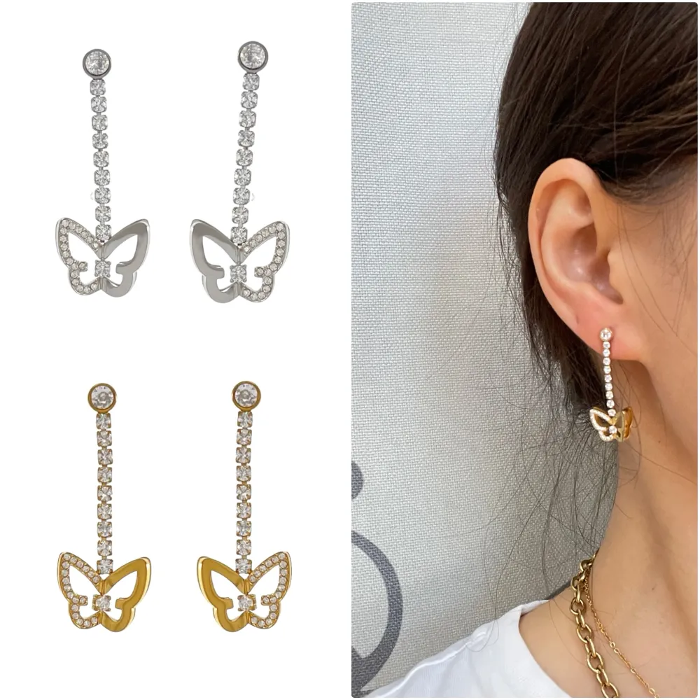 Tennis con Farfalla-Orecchini in Acciaio - OAP-103-AA4203E (Argento)