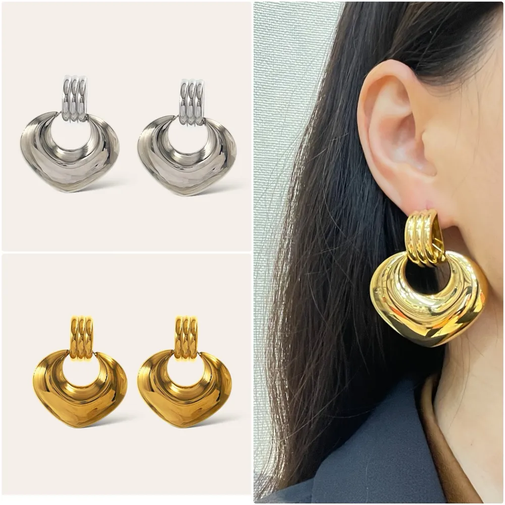 [OR-103-AA4651E] Pendente Cuore -Orecchini in Acciaio - OR-103-AA4651E (Argento)
