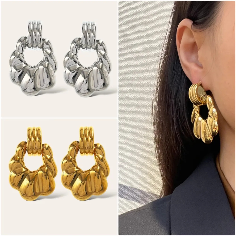 [OR-103-AA4655E] Pendente con zucca -Orecchini in Acciaio - OR-103-AA4655E (Argento)