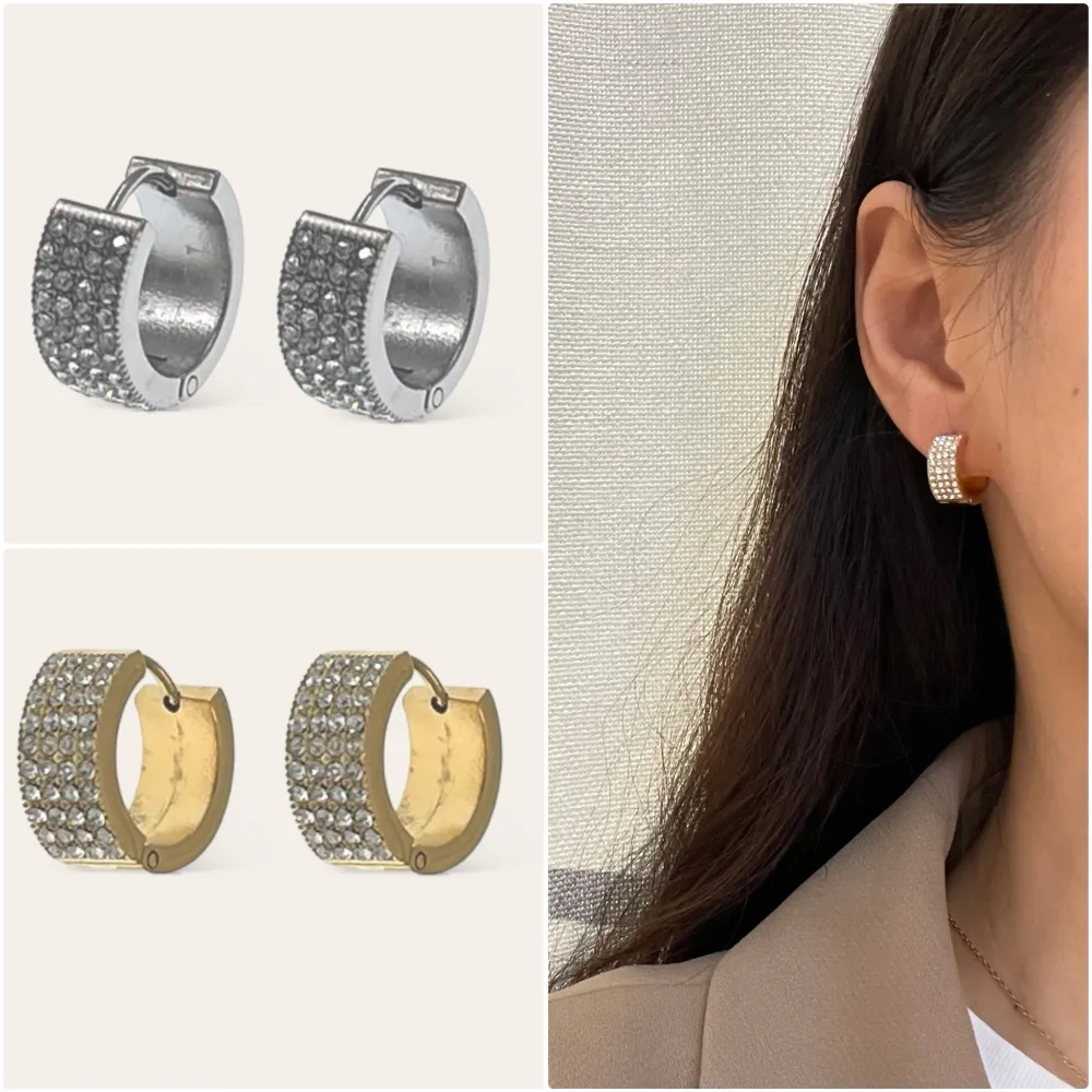 Cerchio con Strass -Orecchini in Acciaio - OAP-103-AA4660E
