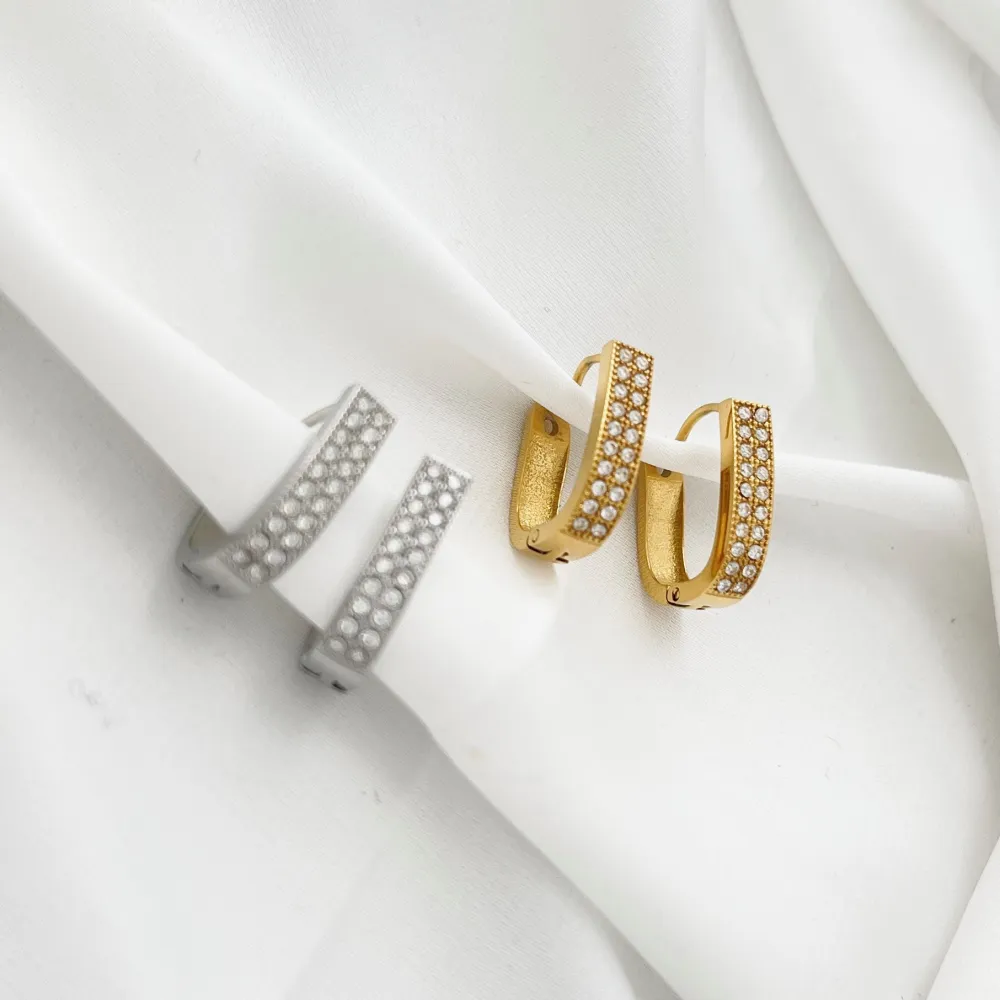 Cerchio Ovale con Zirconia-Orecchini in Acciaio - OAP-103-AA5012E (Argento)