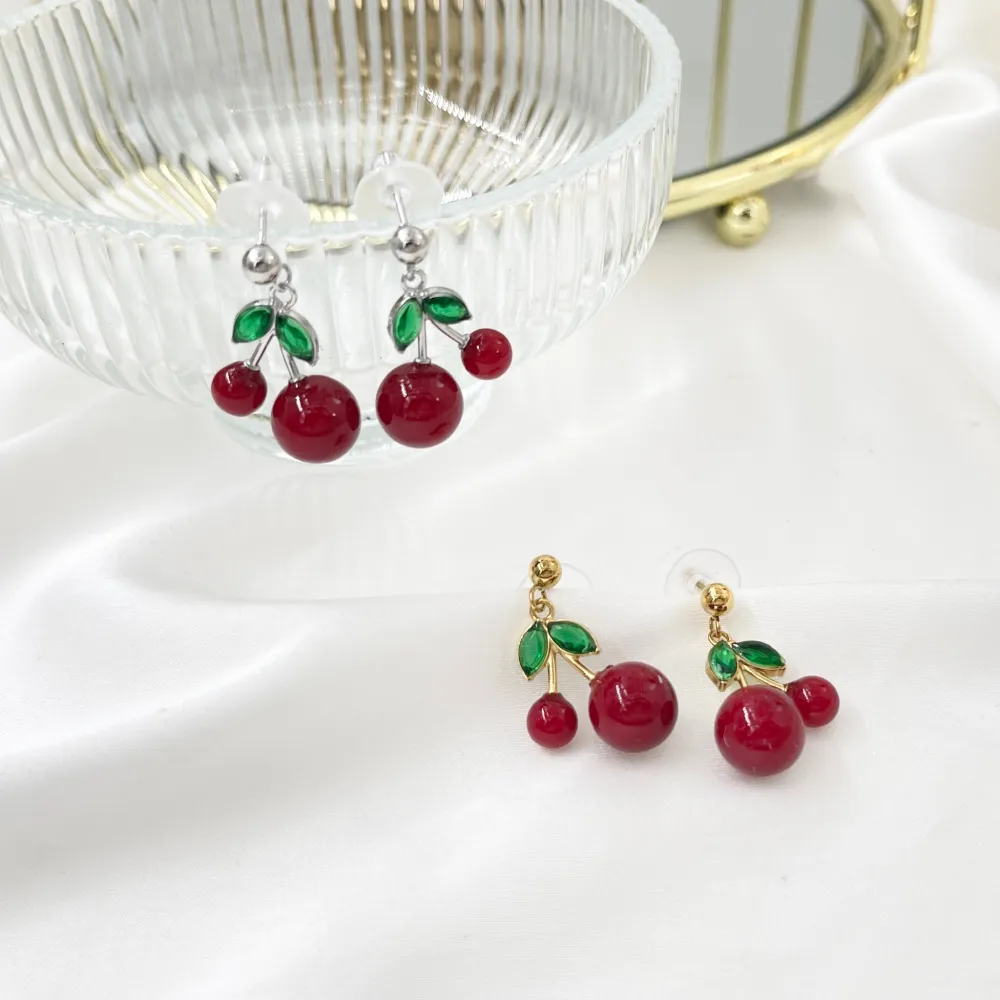 Ciliegia-Orecchini in Acciaio - OAP-103-AA5034E (Oro Giallo)