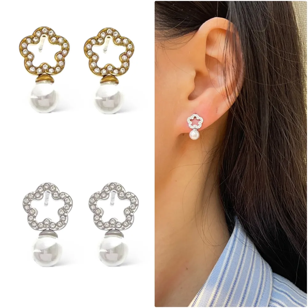 Fiore Perla -Orecchini in Acciaio - OAP-103-AA5038E (Oro Giallo)