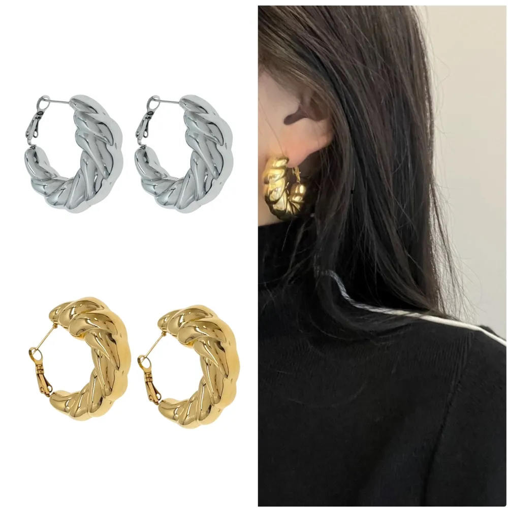 Cerchio-Orecchini in Acciaio - OAP-103-AA5553E (Argento)