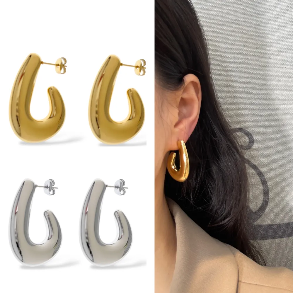 Cerchio Goccia-Orecchini in Acciaio - OAP-103-AA5557E (Argento)