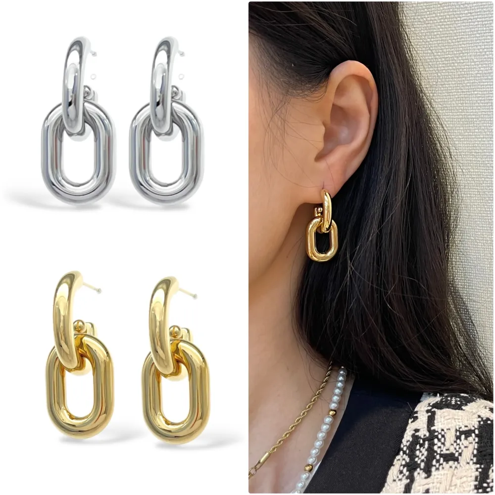 Cerchio Ovale-Orecchini in Acciaio - OR-103-AA5563E (Argento)
