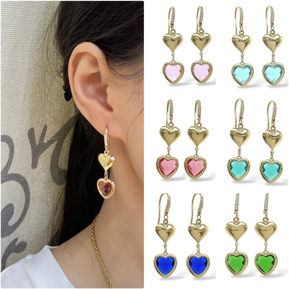 Cuore-Orecchini in Acciaio - OAP-103-AA5712E (Fucsia)