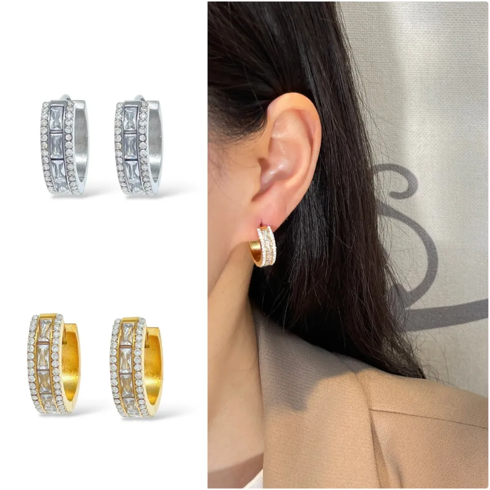 Cerchio con Zirconia-Orecchini in Acciaio - OAP-103-AA5774E (Argento)