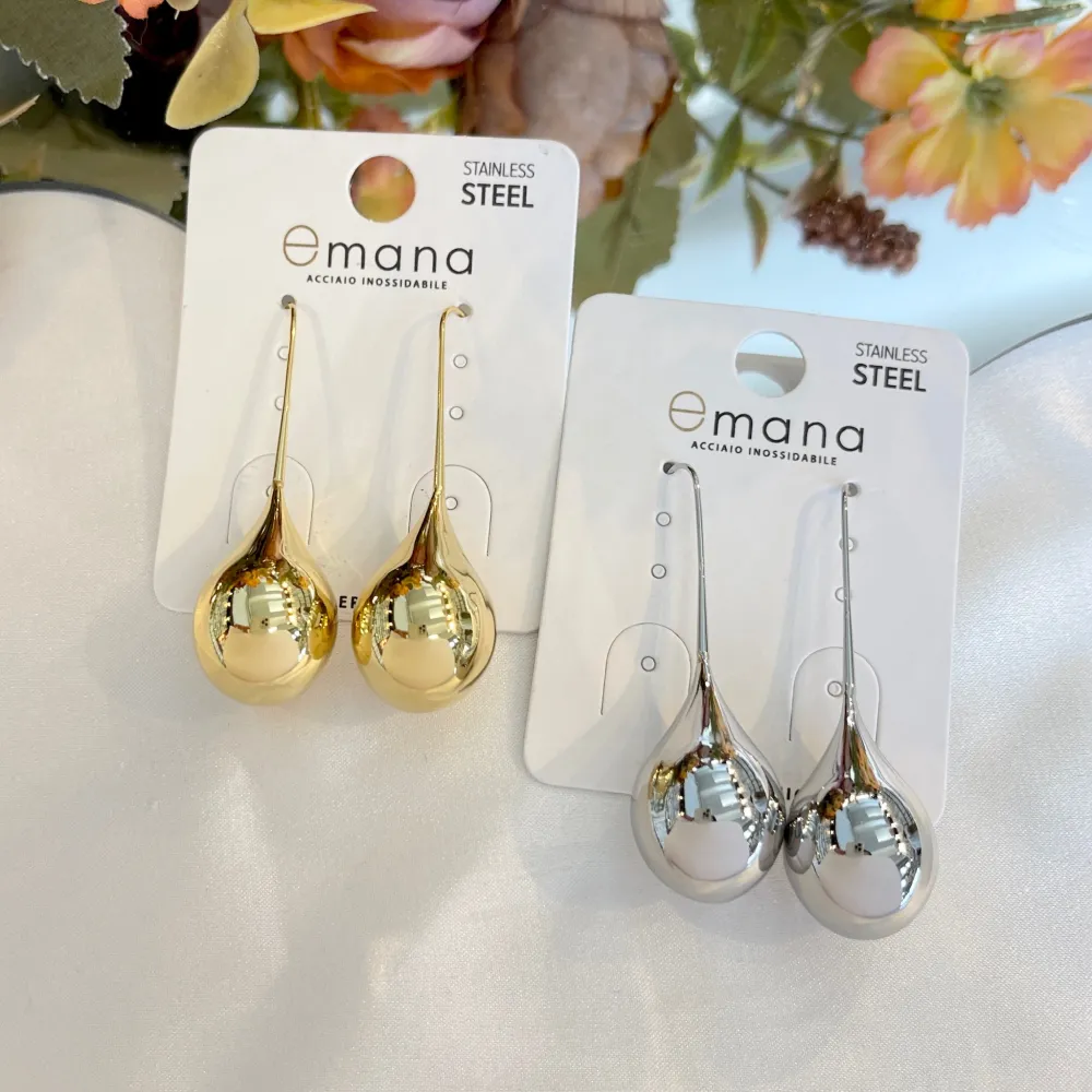 Goccia Grande-Orecchini in Acciaio - OR-103-AA5910E (Argento)