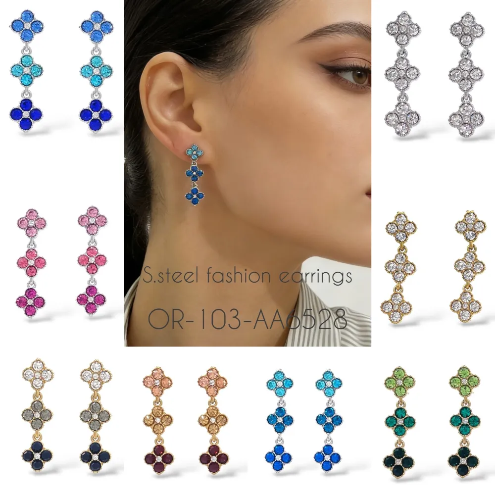 Quadrifoglio -Orecchini in Acciaio - OAP-103-AA6528E (Nero)