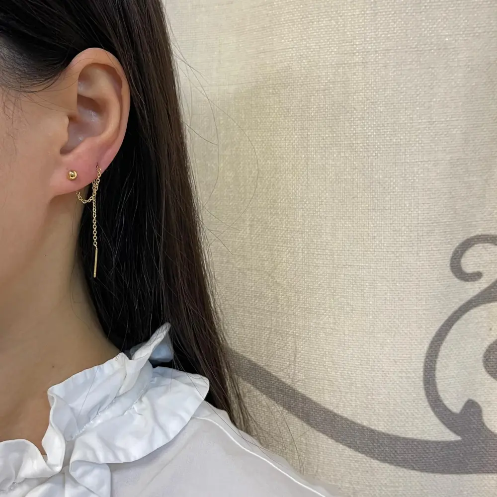 Pallina-Orecchini Saliscendi in Acciaio - OAP-103-AA796E 3mm (Oro Giallo)