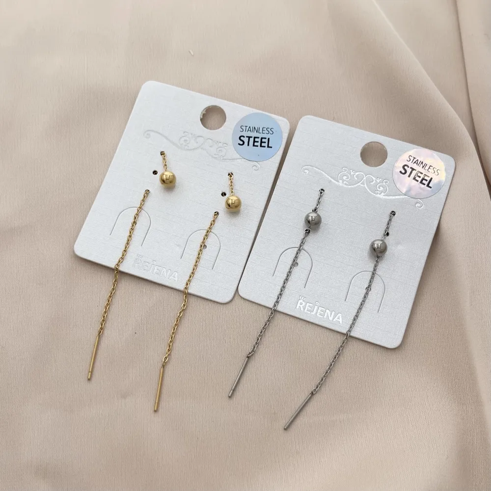 Pallina-Orecchini Saliscendi in Acciaio - OAP-103-AA796E 5mm (Oro Giallo)