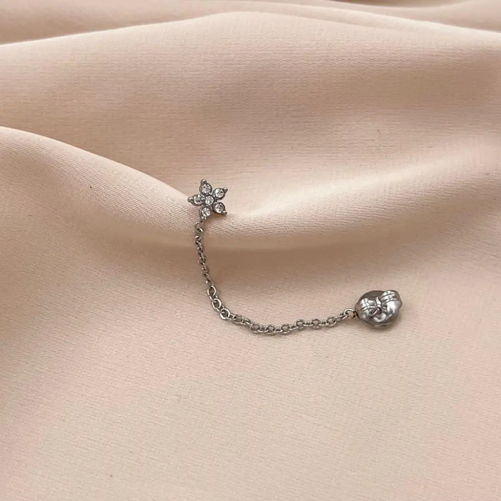 Fiore con Zirconia-Orecchini Davanti/Dietro in Acciaio - OAP-103-AA798E (Oro Giallo)