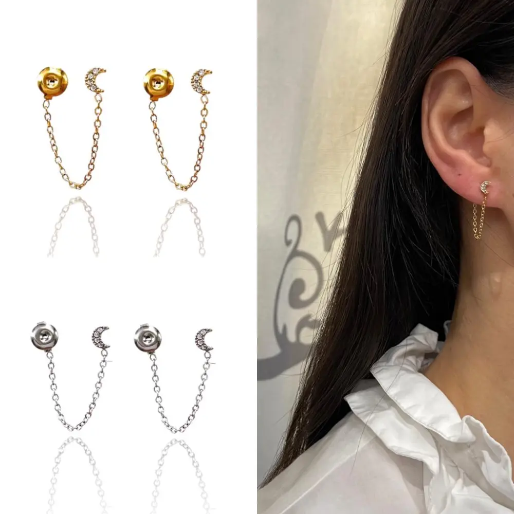 Luna con Zirconia-Orecchini Davanti/Dietro in Acciaio - OAP-103-AA800E