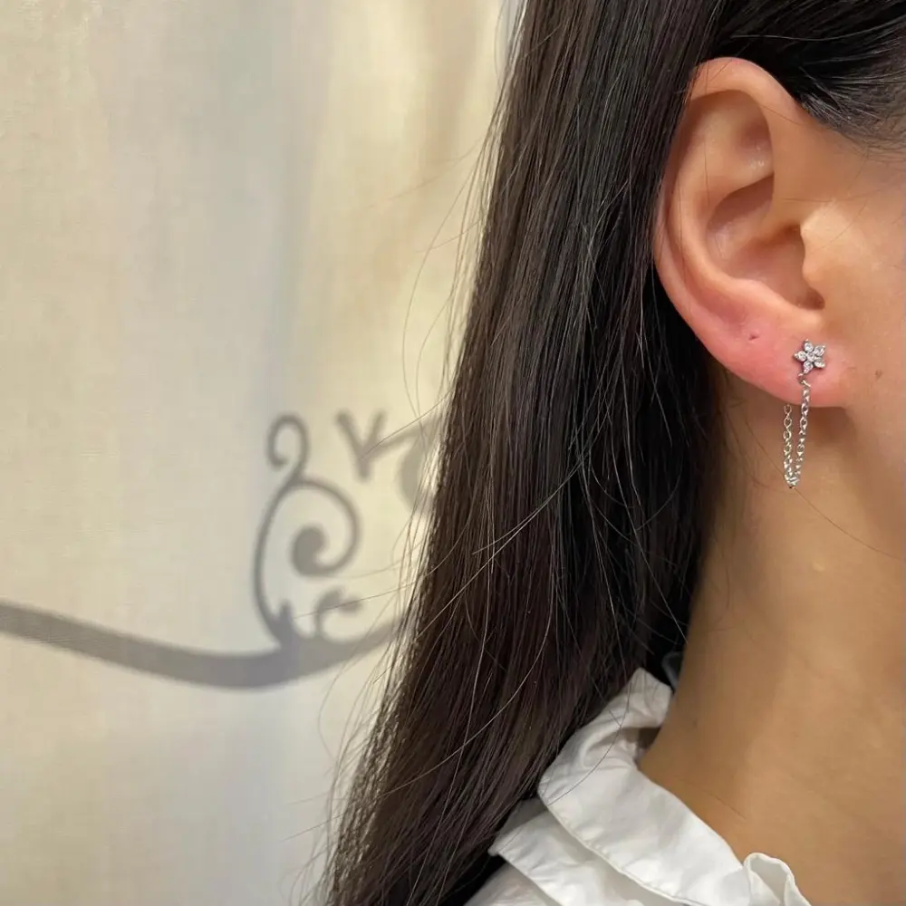 Stella con Zirconia-Orecchini Davanti/Dietro in Acciaio - OAP-103-AA801E