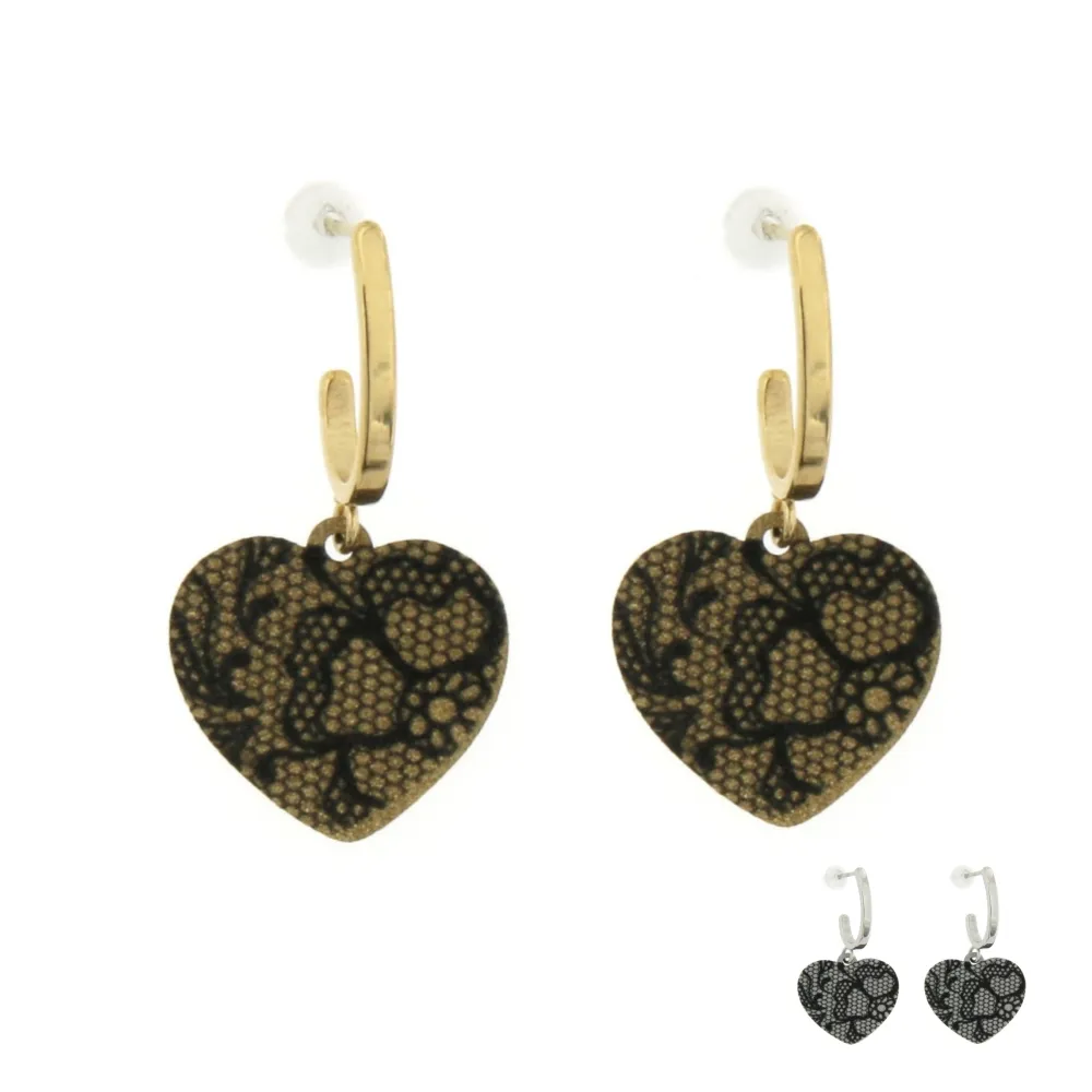OAP6811-Cuore Pizzo- Orecchini in Acciaio - OR-104-245