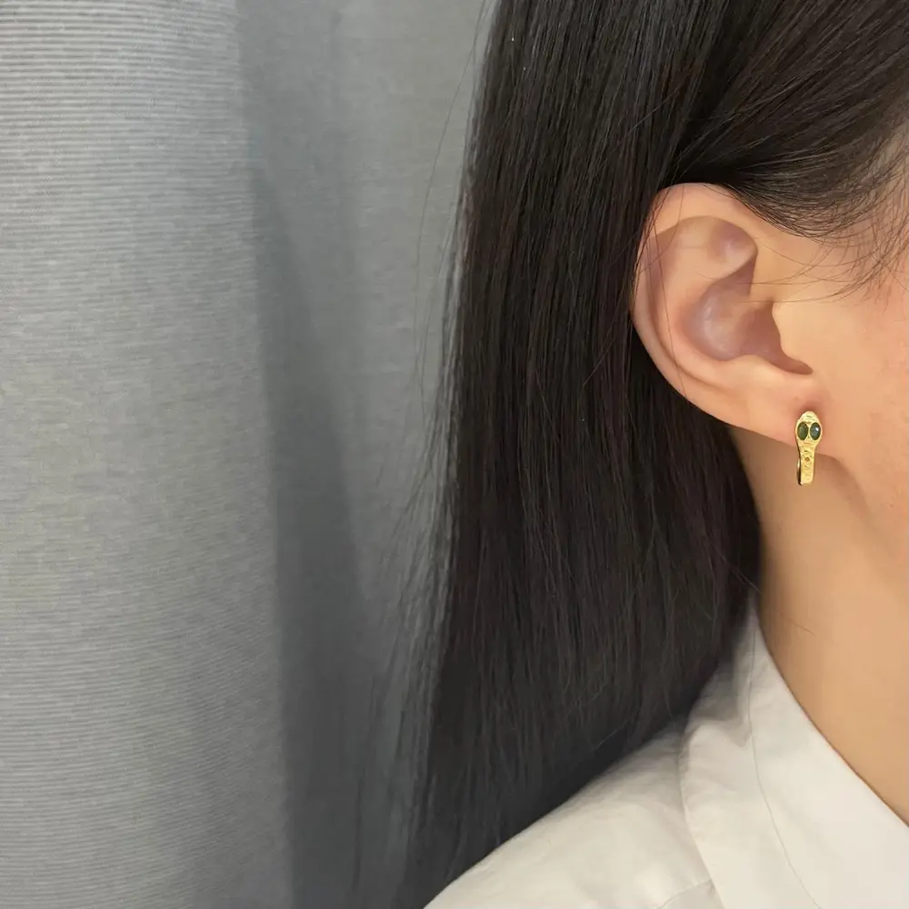 Serpente-Orecchini a Lobo in Acciaio - OR-208-226 (Oro Giallo)