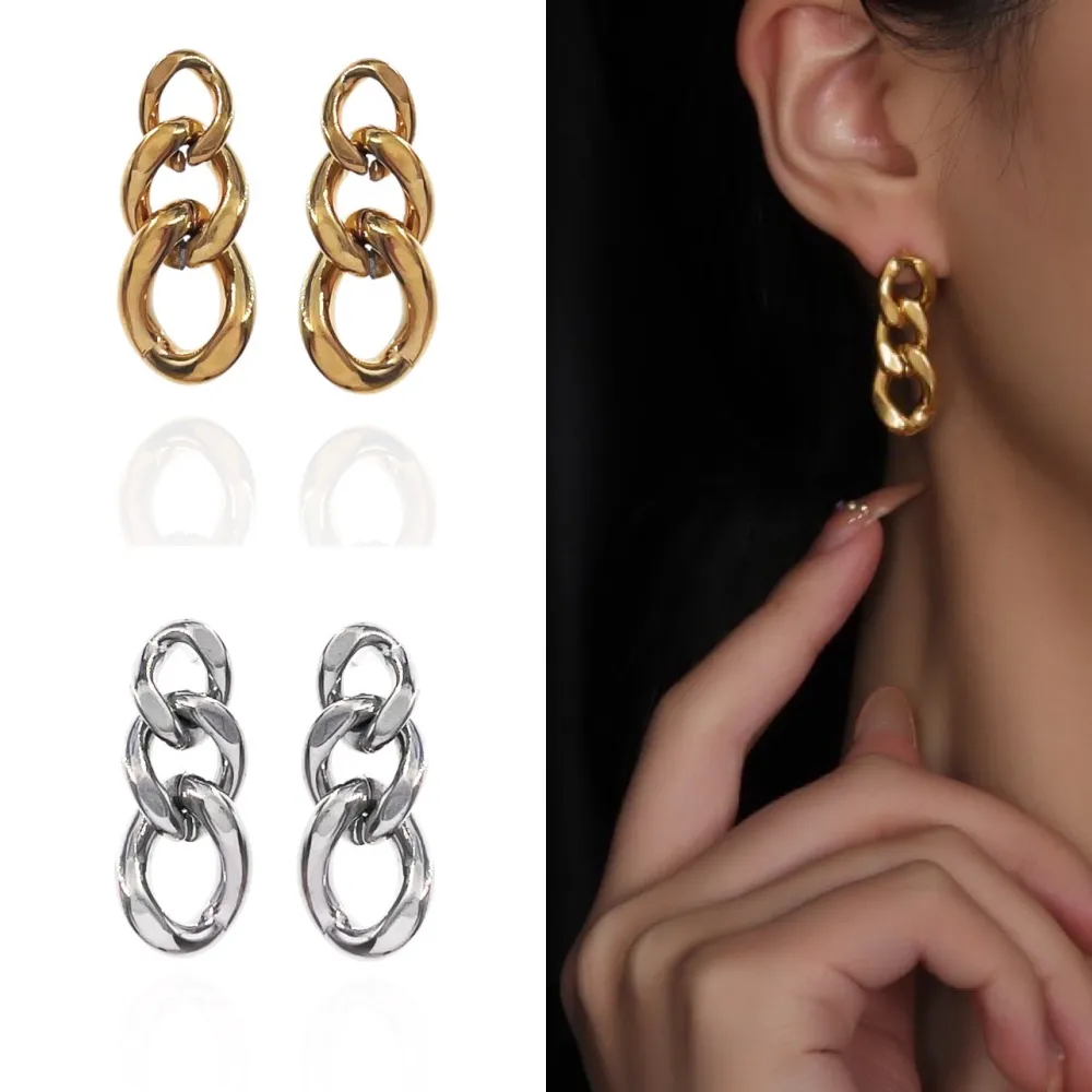 Catena in Acciaio-Orecchini in Acciaio - OAP-413-1026 (Oro Giallo)