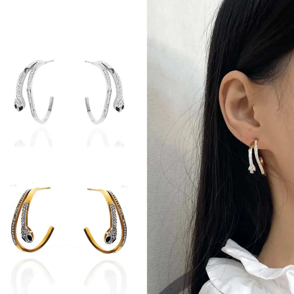 Serpente Cerchio-Orecchini in Acciaio - OAP-413-1042