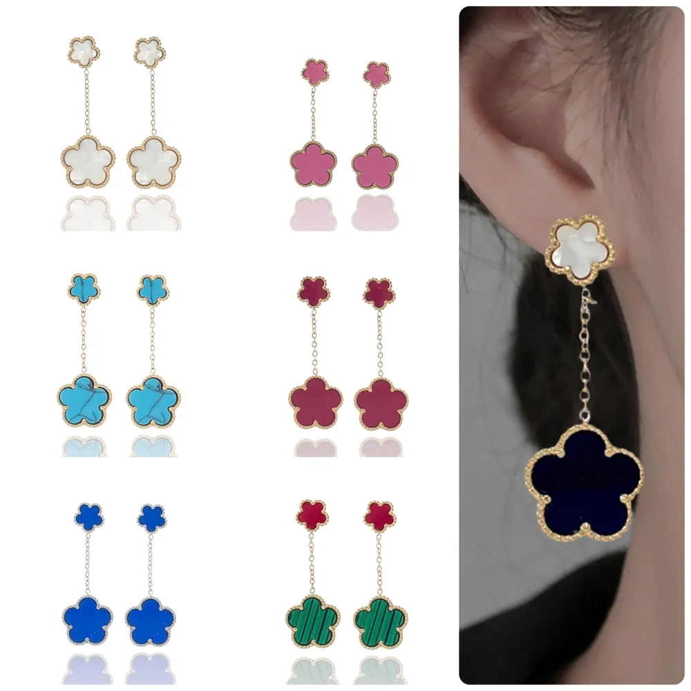 Doppio Fiore-Orecchini Colorati in Acciaio - OAP-413-1143