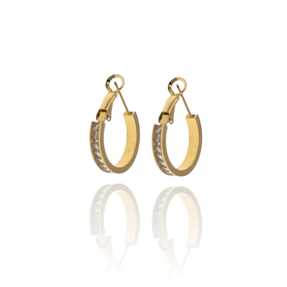 Cerchio 20mm con Zirconia-Orecchini in Acciaio - OAP-413-1158 20mm (Oro Giallo)