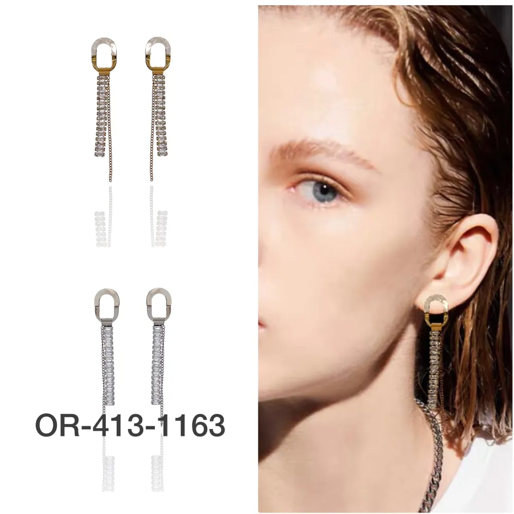 Cerchio con Tennis-Orecchini in Acciaio - OAP-413-1163 (Oro Giallo)