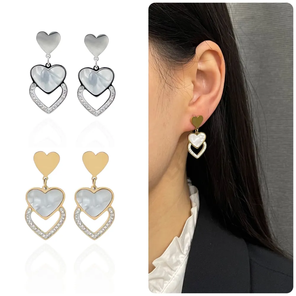 Cuore con Pendente-Orecchini in Acciaio - OAP-413-1266