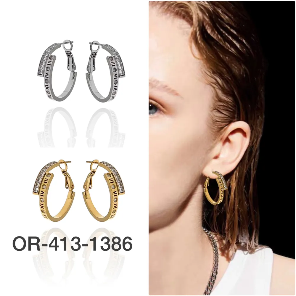 Cerchio-Orecchini in Acciaio - OAP-413-1386 (Oro Giallo)