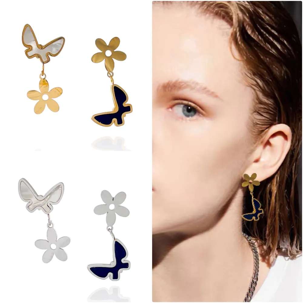 Farfalla-Orecchini in Acciaio - OAP-413-1393 (Oro Giallo)