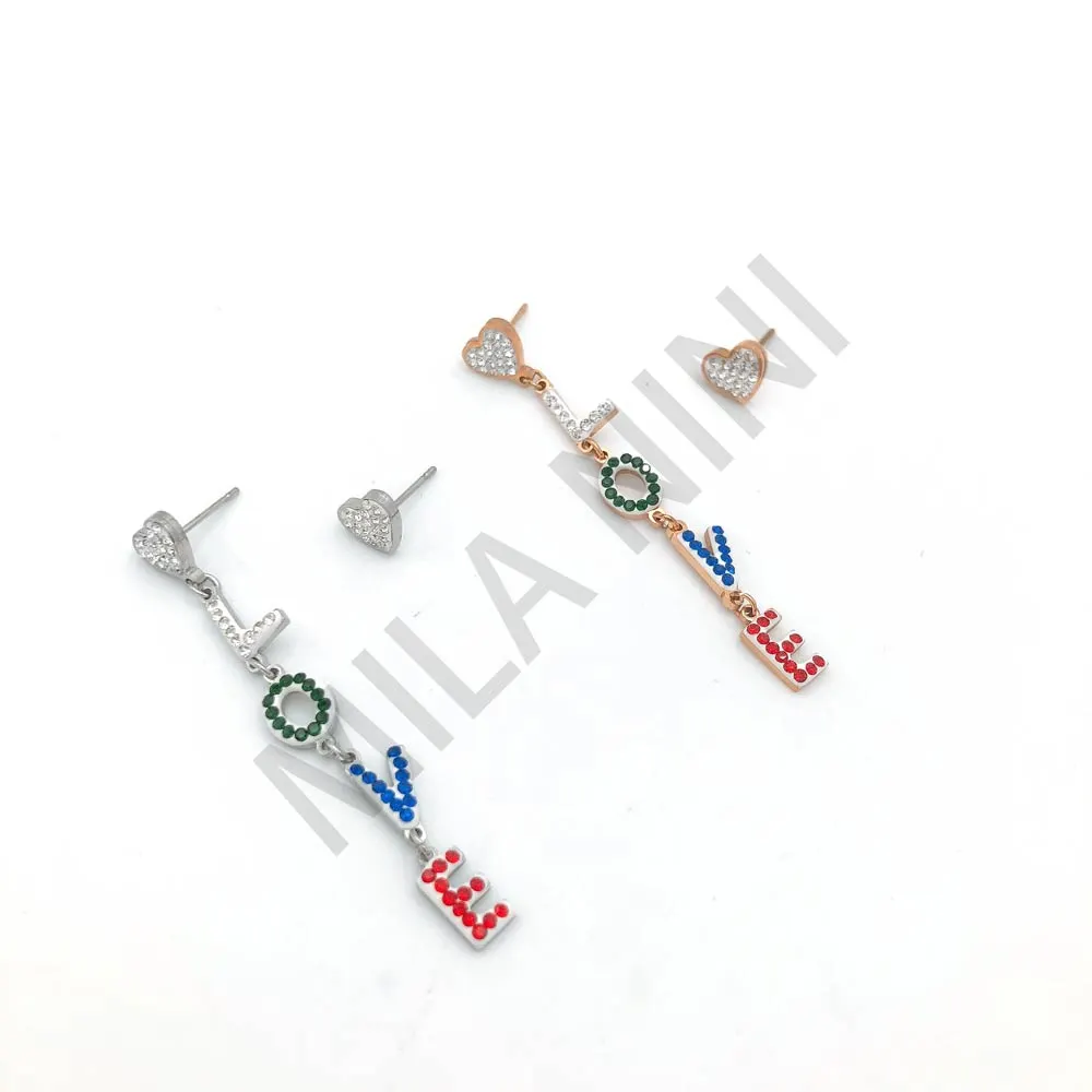 (3 pezzi) Orecchini pendenti in acciaio - OAP-413-195 (Acciaio)