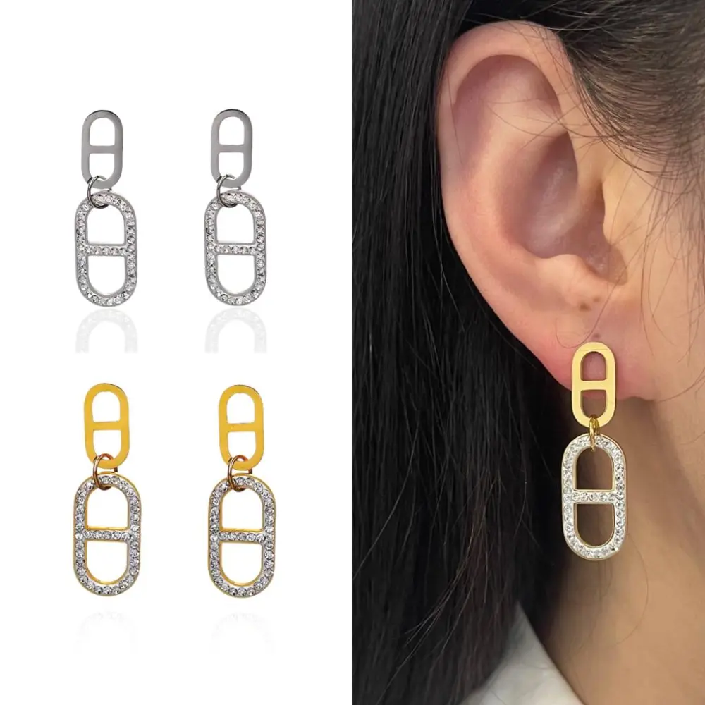 [OAP-413-2101] Ovale-Orecchini in Acciaio - OAP-413-2101 (Oro Giallo)