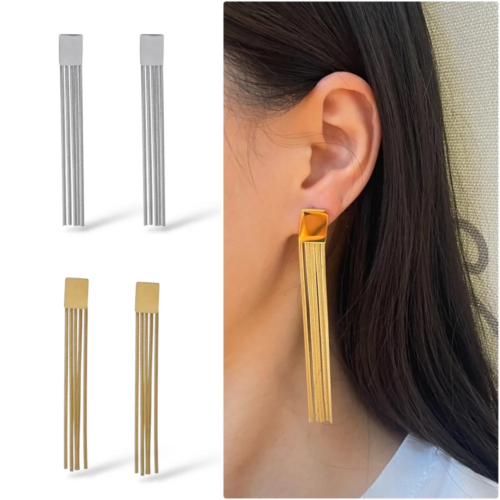 Quadrato con Napine -Orecchini in Acciaio - OR-413-2488