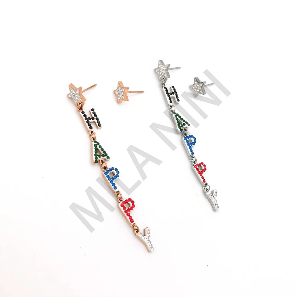 (3 pezzi) Orecchini pendenti in acciaio - OAP-413-280