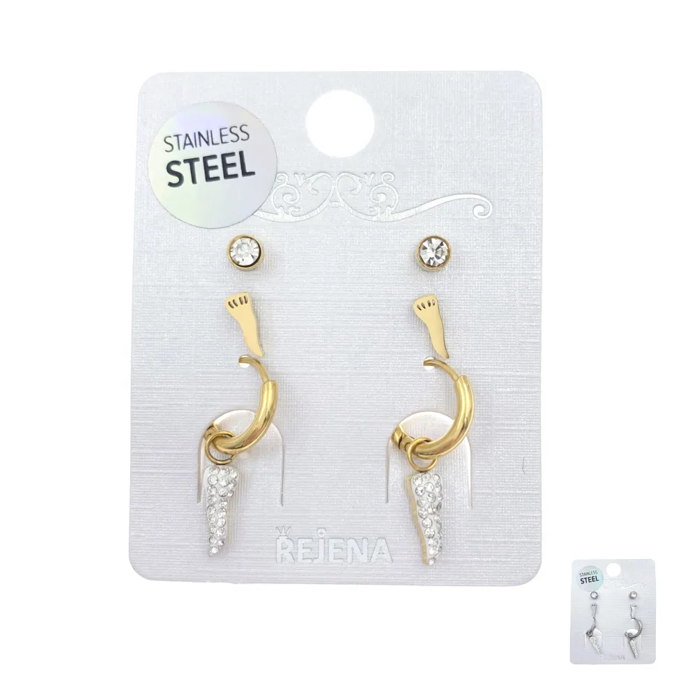 OAP7336-Cornino-Orecchini Tris in Acciaio - OAP-413-656