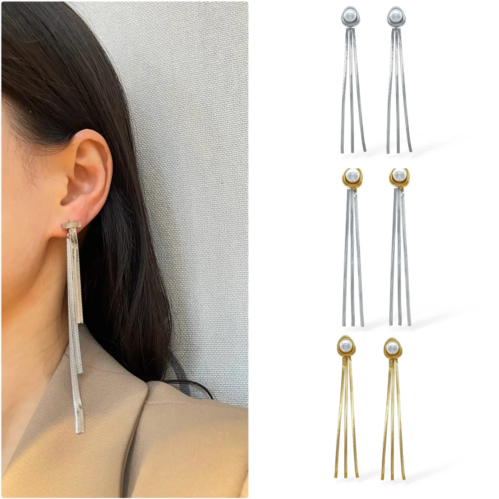 Goccia Perla Napine -Orecchini in Acciaio - OAP-413-6896 (Argento)