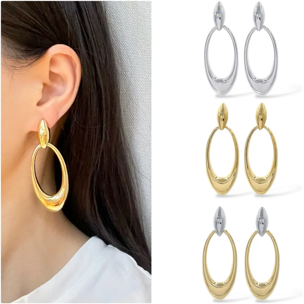 Cerchio Ovale -Orecchini in Acciaio - OR-413-6947