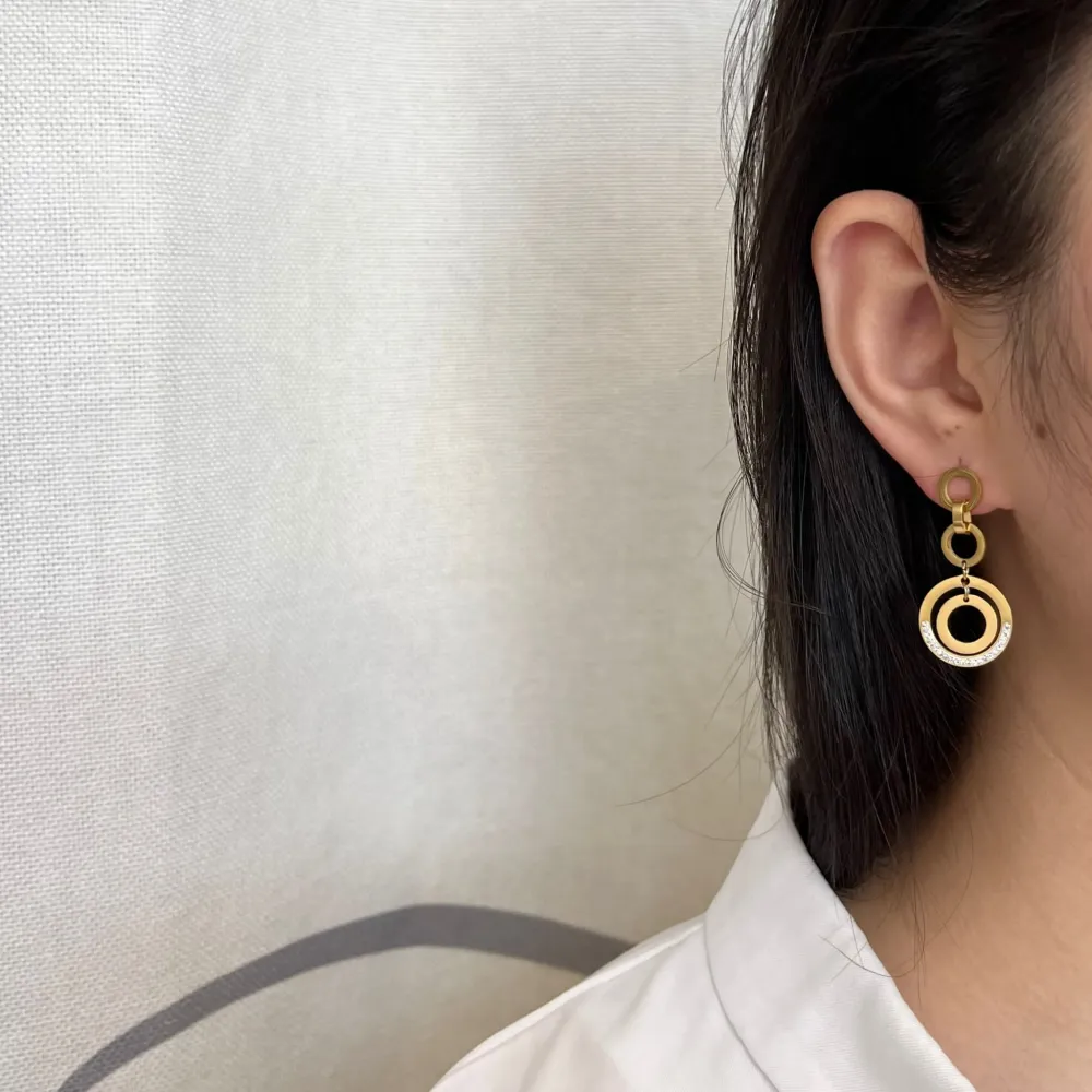 Doppio Cerchio -Orecchini in Acciaio - OAP-413-928