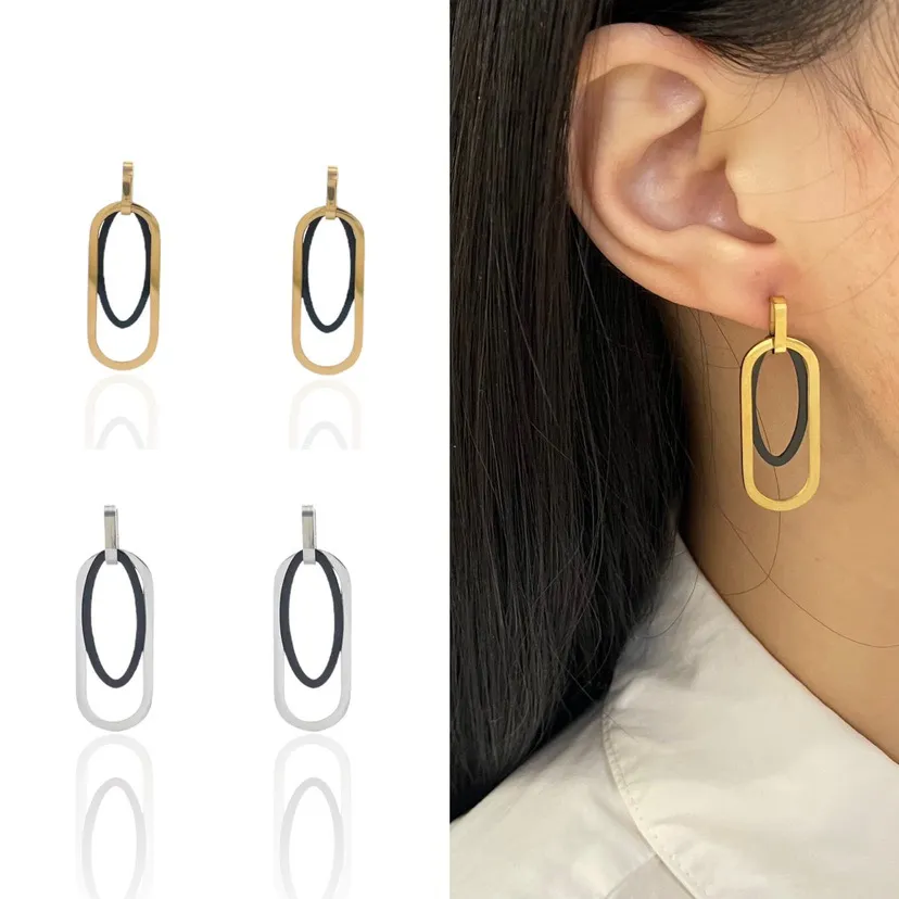 Doppio Ovale-Orecchini in Acciaio - OAP-413-937